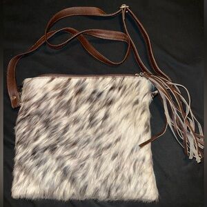 Cowhide Crossbody Bag with Brown Accents